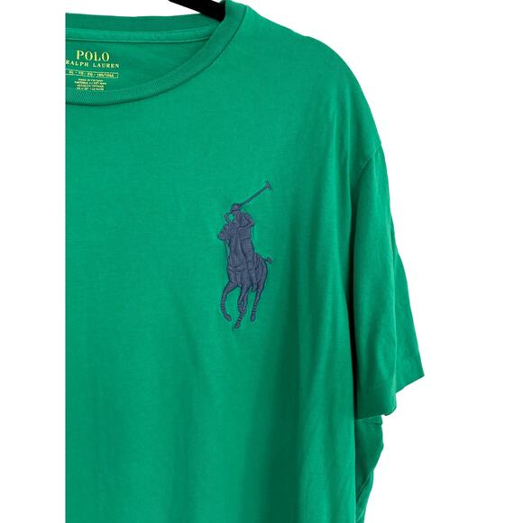 Polo Ralph Lauren Tee Shirt Big Embroidered Pony Mens Size XL Green - Picture 2 of 4